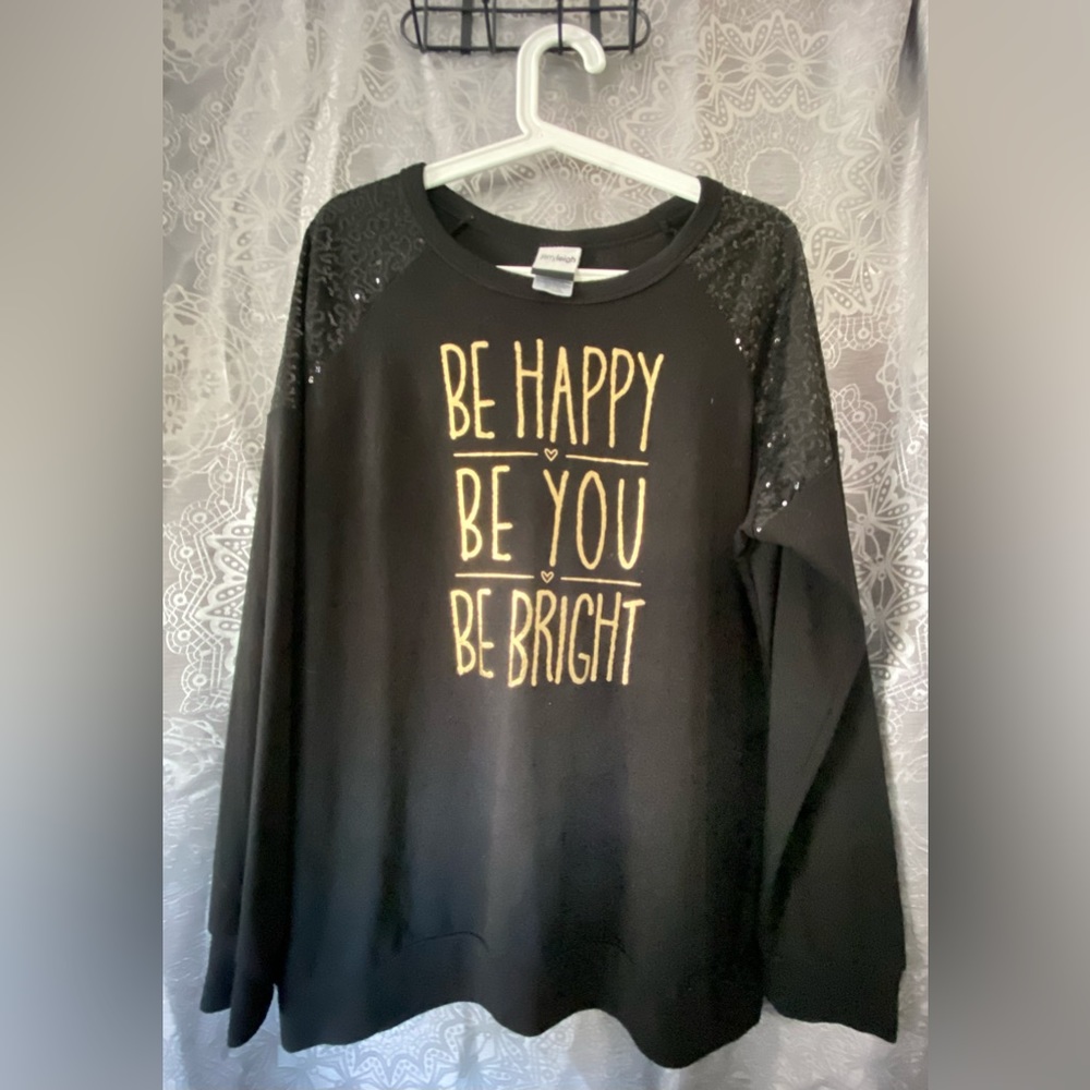 Jerry Leight women’s Black & gold top with sequin details on shoulders XXL  NWOT